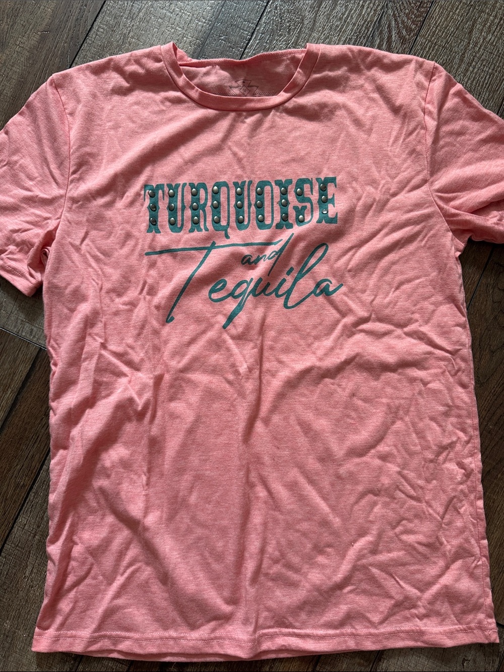 Crazy Train Kids Coral Pink Tee with Turquoise Graphic